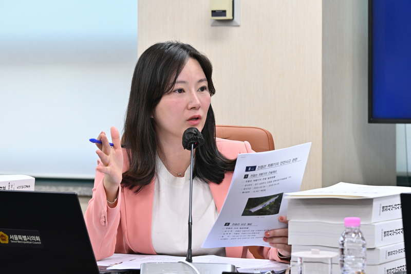 서울시의회 교통위의 윤영희의원이 피감기관을 상대로 집중질의를 하고 있다./사진=서울시의회 제공